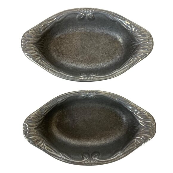 Vintage Wilton Armetale Pewter Set of 2 Oval Serving Dishes Individual Casserole - Picture 3 of 9